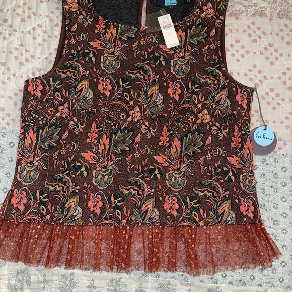 Anthropologie Eva Franco “Brown Motif” sleeveless top. NWT - Picture 5 of 9